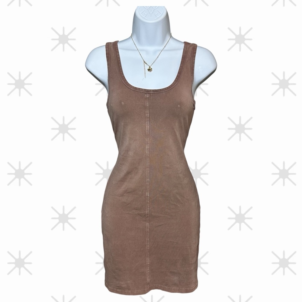 NWT Forever 21 Taupe Bodycon Tank Mini Dress Size Medium Y2K Holiday Casual